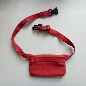 Red leather waist purse